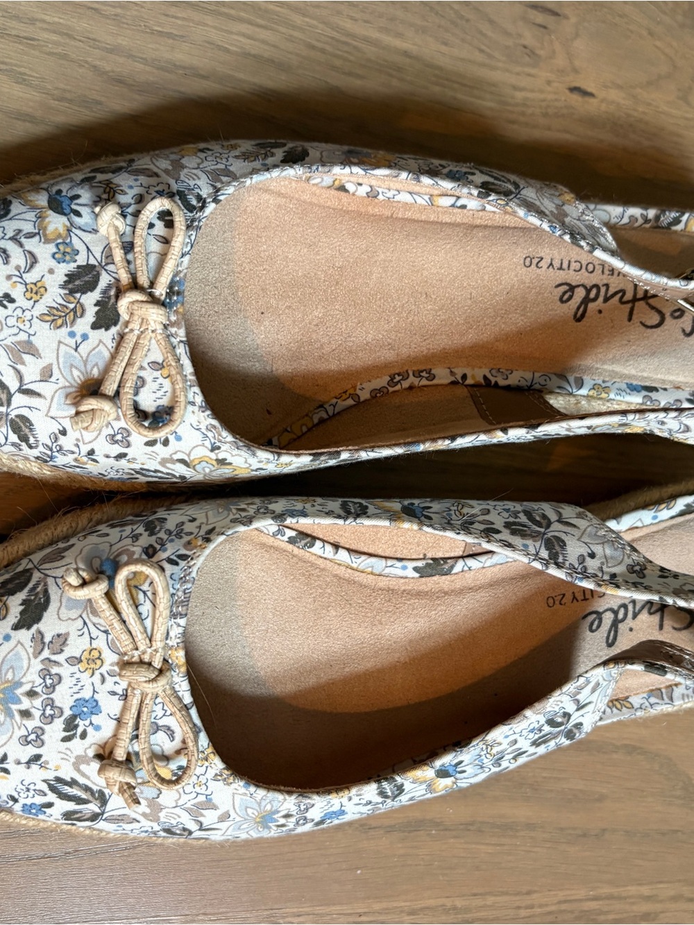 Floral Espadrille style with Bow - Neutral Multi colored